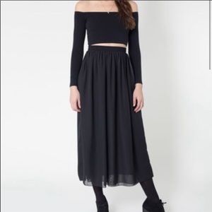 American Apparel Chiffon Black Maxi Skirt
